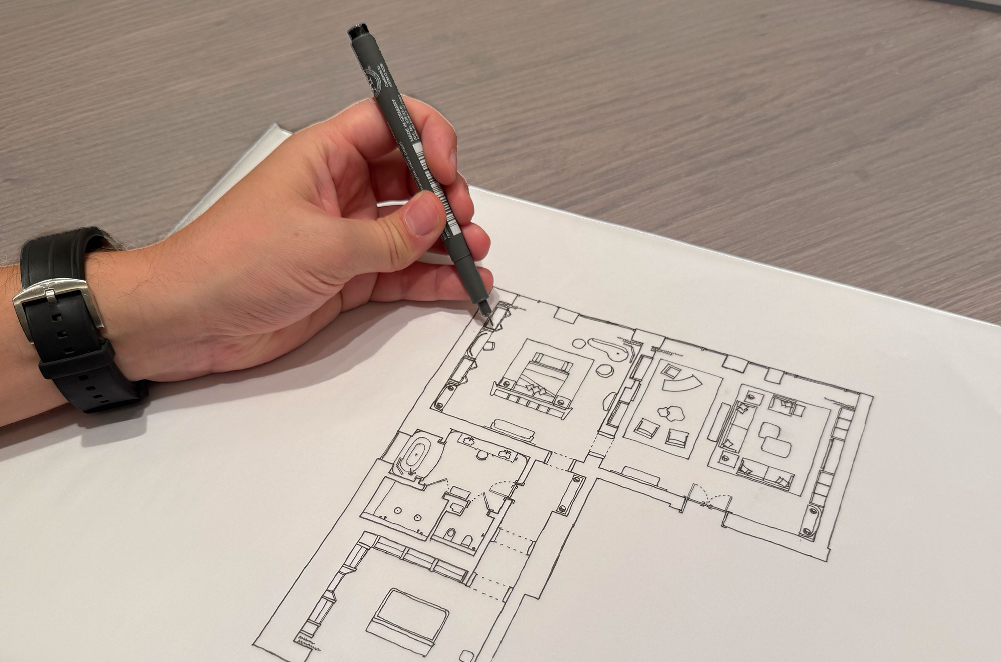 Interior architecture sketched plan — LUMI Interiors
